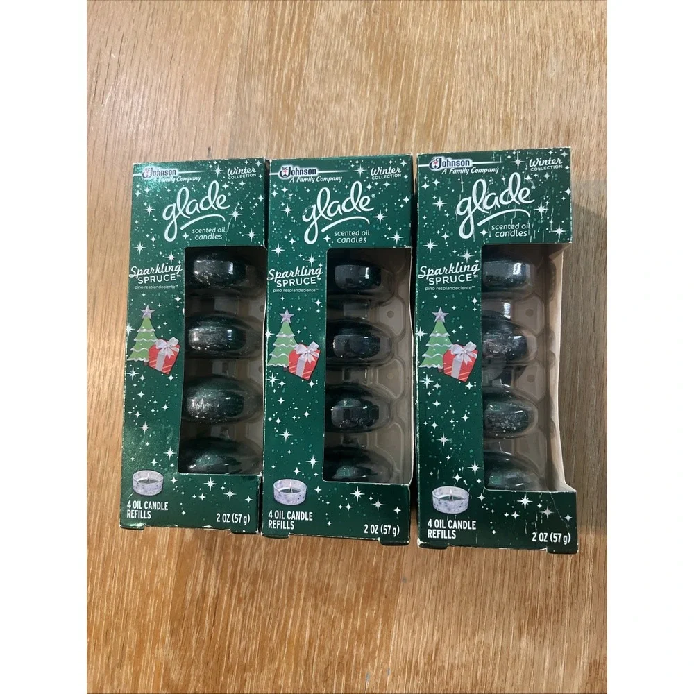 (12) GLADE Scented Oil Candle‎ refills SPARKLING SPRUCE Holiday